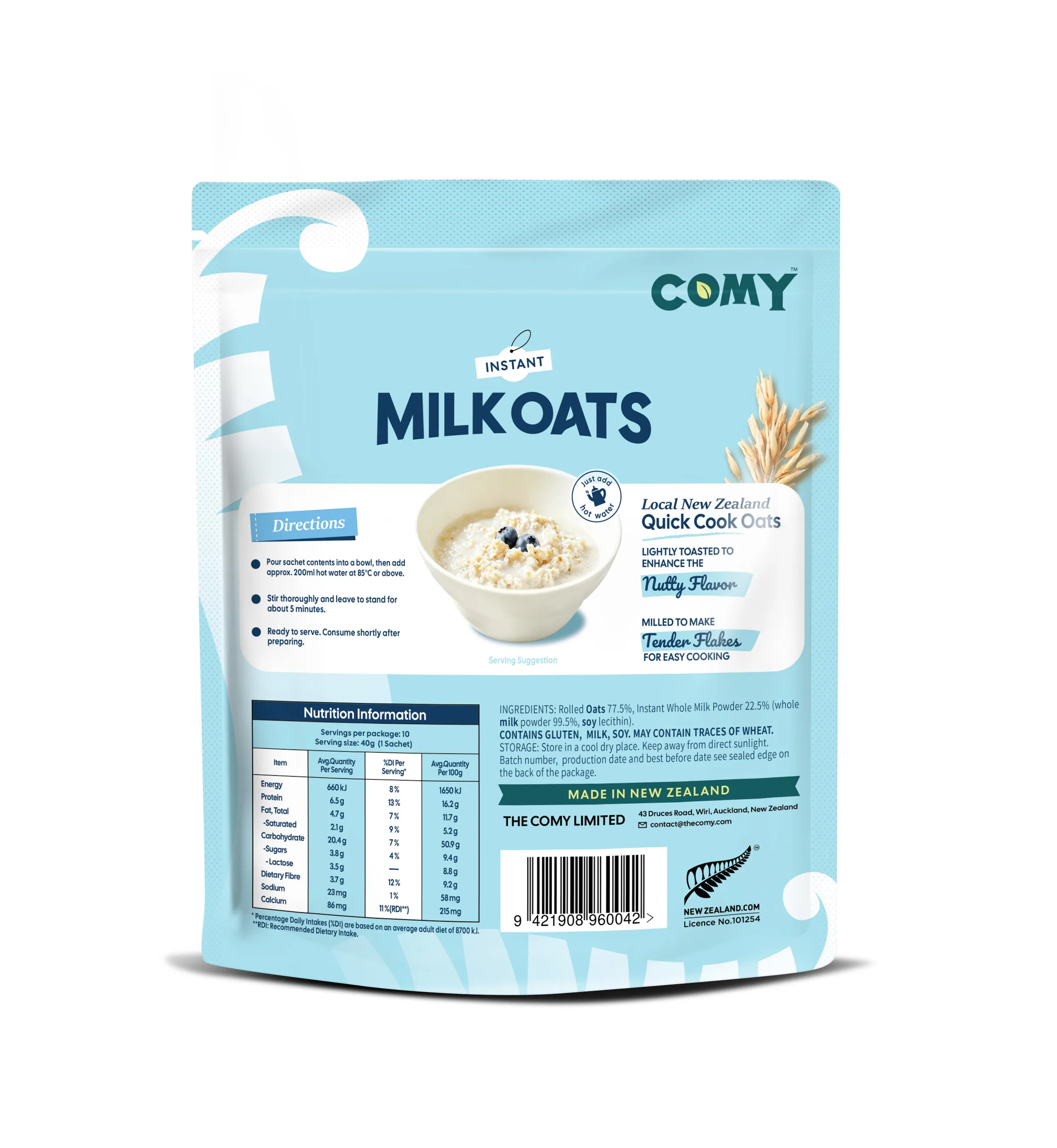 No Added Sugar Milk Oats package showing front and product information