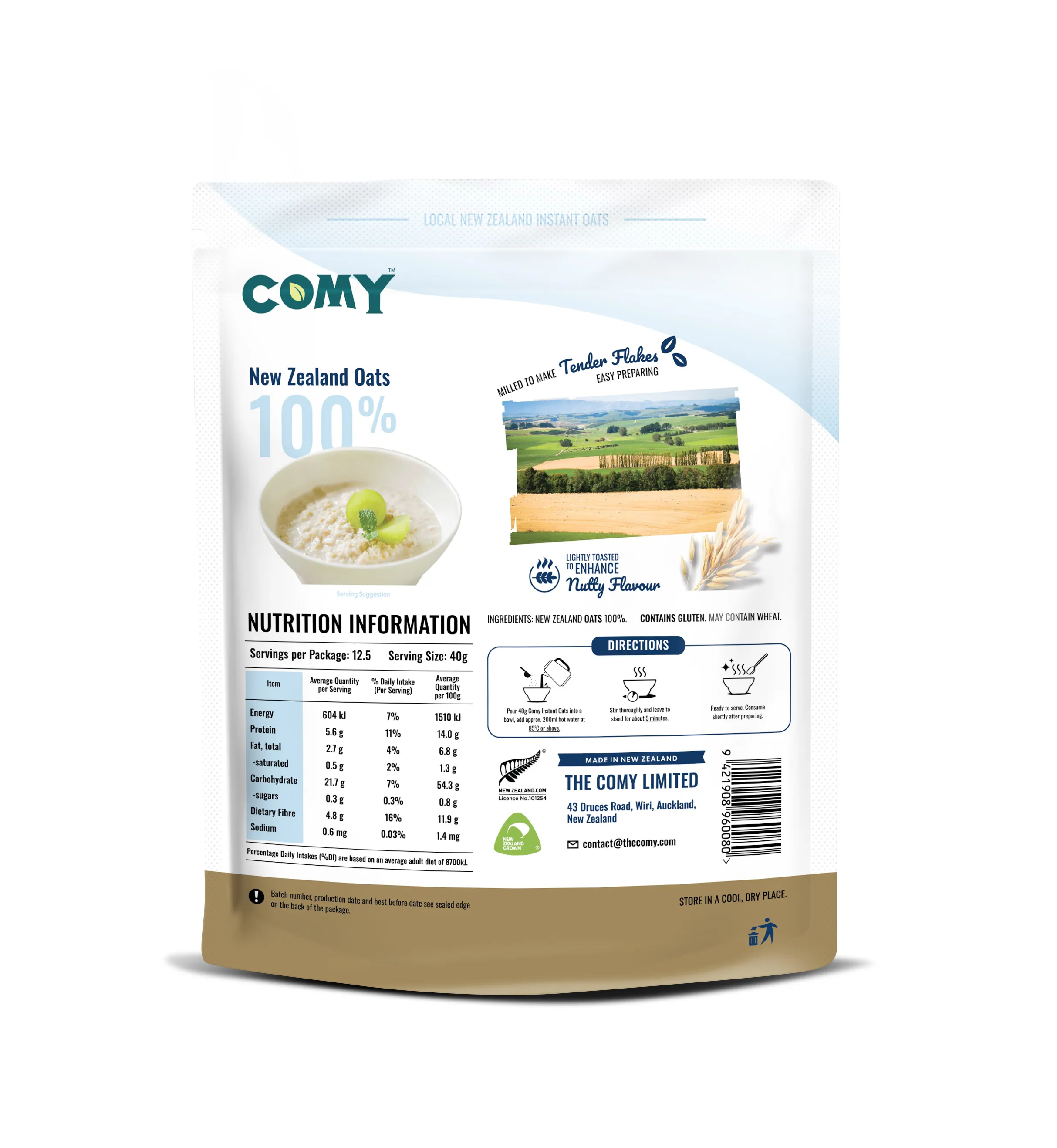 Pure New Zealand Oats package showing front and product information